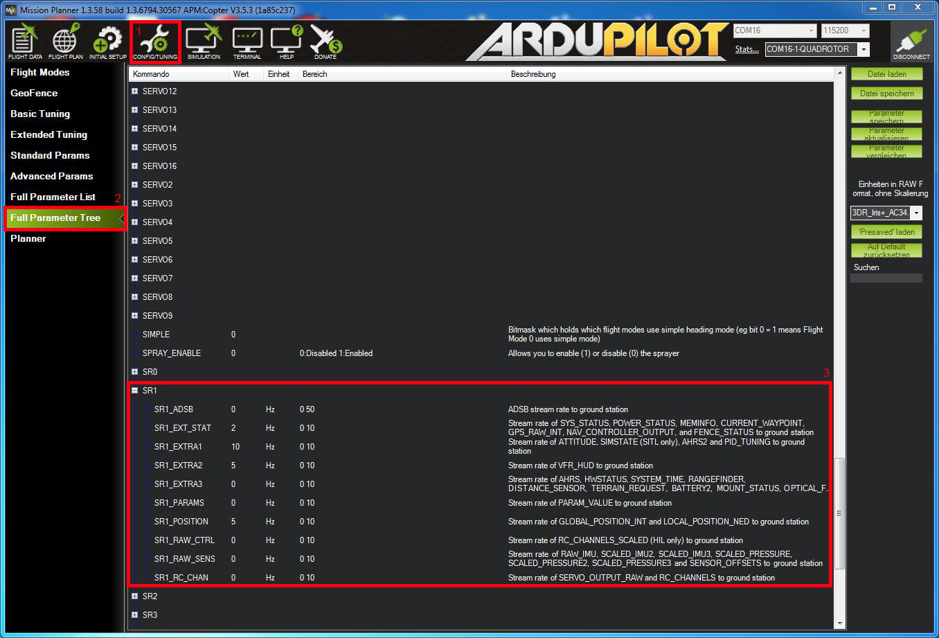 Where to find the stream rate settings